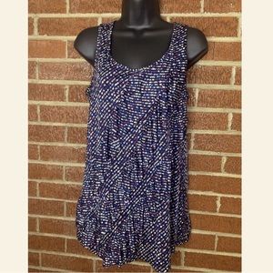 Van Heusen Women’s Tank Top Dots Ruffles Purple Blue~Size Small
